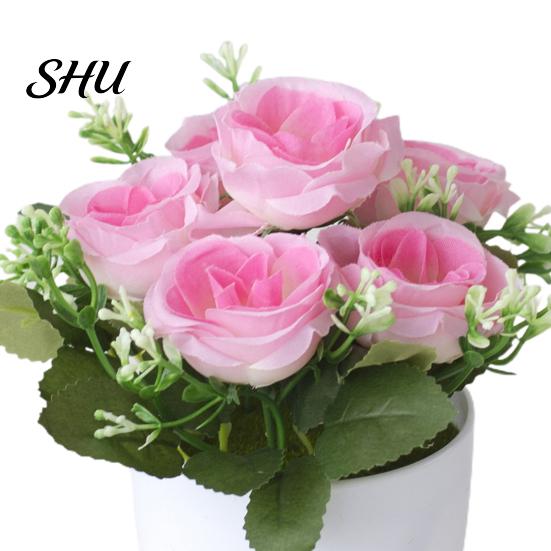 Flower Fake Plant Simulated Dinning Table Decor Artificial Pot Plastic Bedroom Imitation Potted for Home