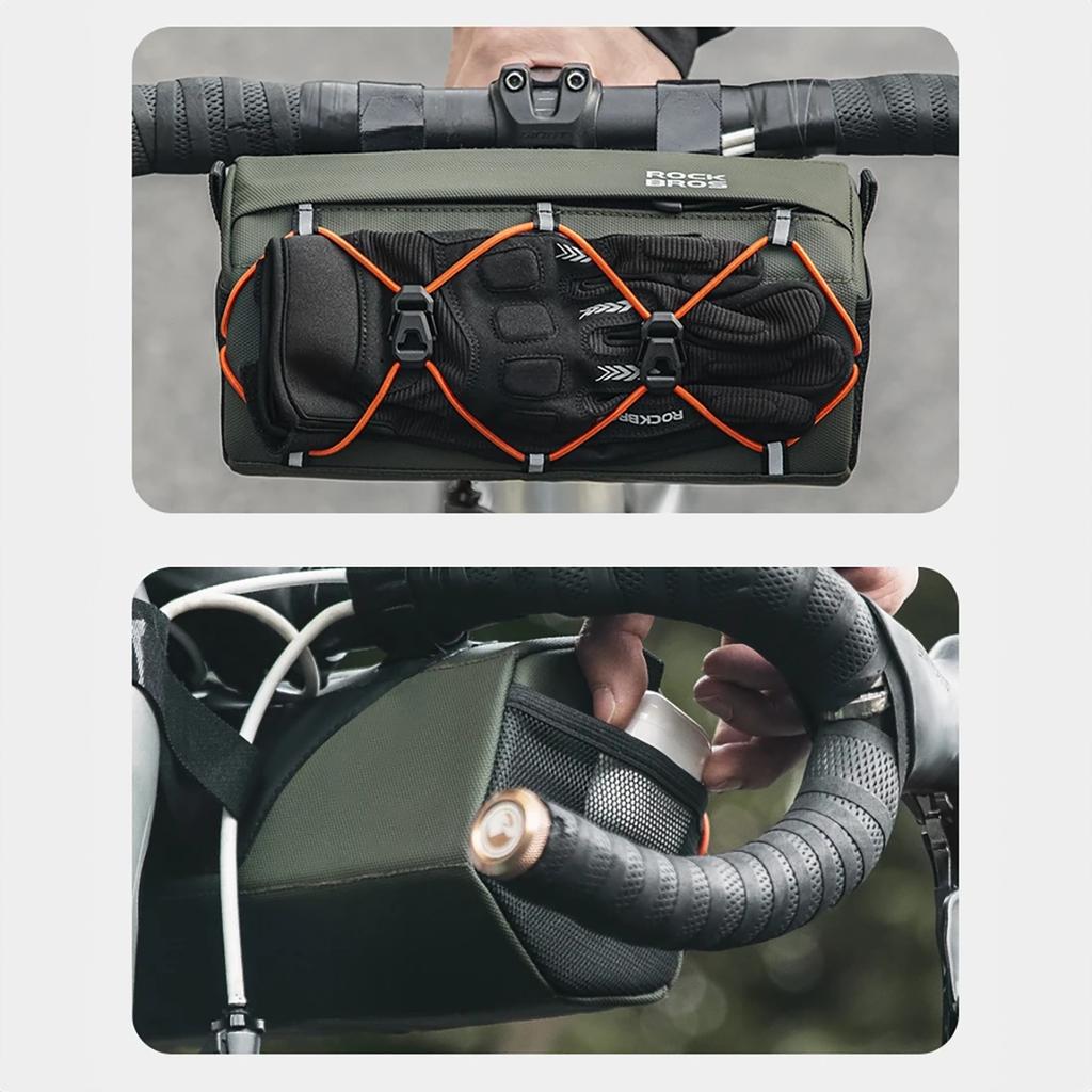 Handlebar-mounted bicycle bag 22l green