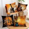 Retro guitar sheet music pillowcase, pillowcase ultra-soft polyester material living room sofa back car pillowcase decoration