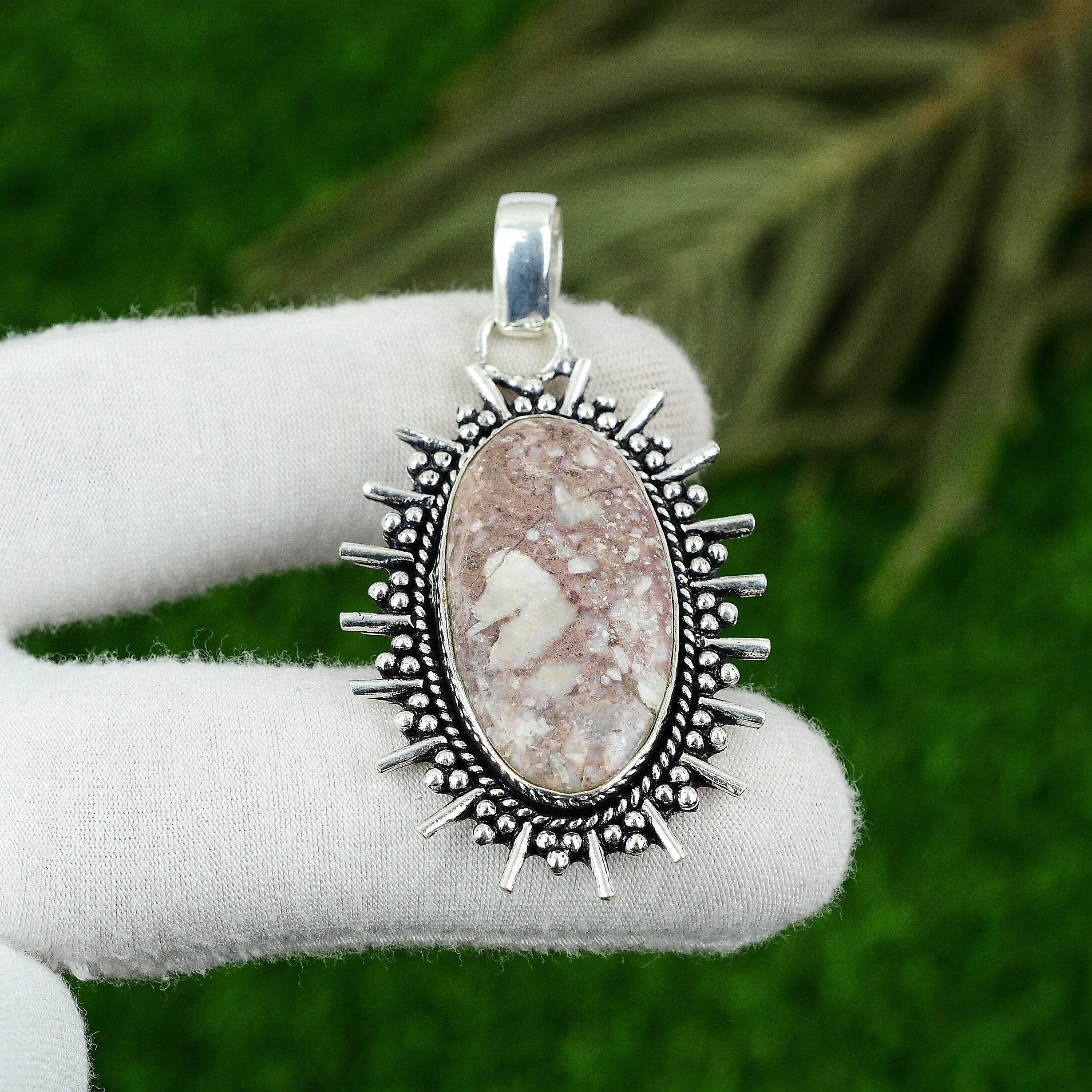 

Oval Red Brecciated Mookaite Stone Sterling Silver Daughter New Pendant Jewelry