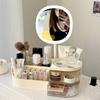 New Large Capacity Cosmetic Storage Box with LED Mirror Multi Grid Lipstick Organizer Skin Care Products Rack