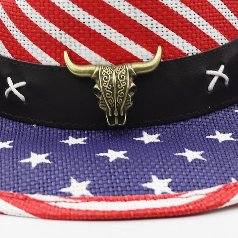 American flag western panama cowboy usa hat sailor dance top hat personality prairie star jazz hat