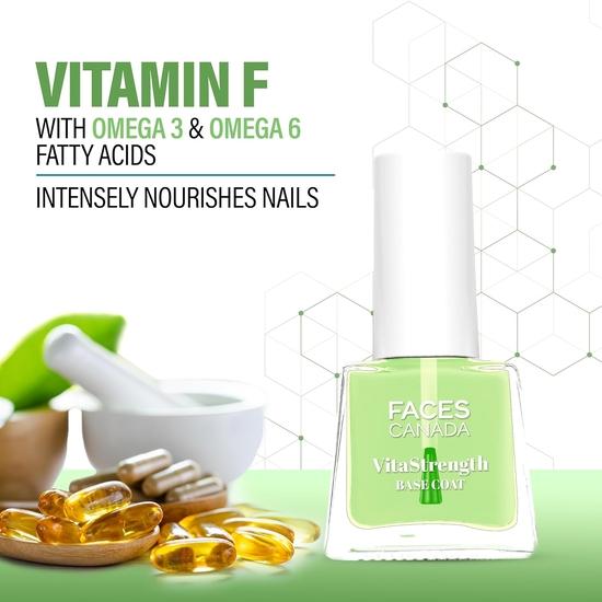 FACESCANADA Vitastrength Base Coat, 5 Ml|Strengthens Glossy Finish Nail s|Brightens|Multivitamin|Borage Oil|Instantly Smoothens|Hydrates|Cruelty-Free