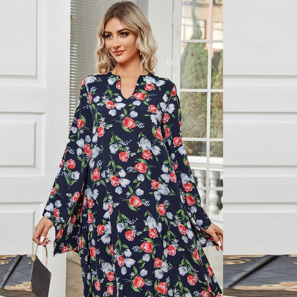

Women Elegant Wedding Evening Cocktail Party Print Long Dress Maxi Muslim Middle Eastern Robe Jubah