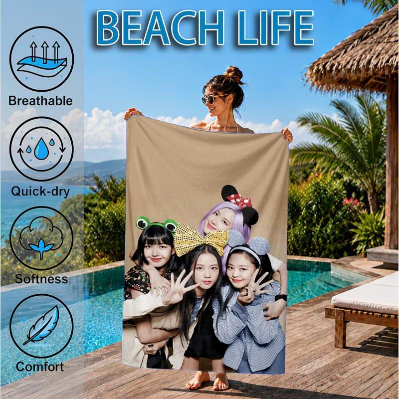 kpop BP Fashion Beach Towel, Microfiber Beach Towel, Perfect For Pool, Beach, Travel, Home Decor Beach Party Fan gifts