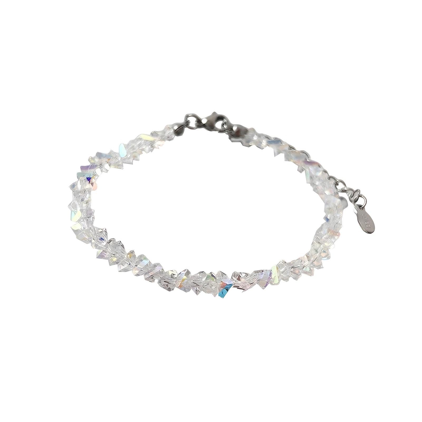 

A Sweet And Elegant Multi-faceted Crystal Beaded Bracelet For A Girly Look. One Size белый