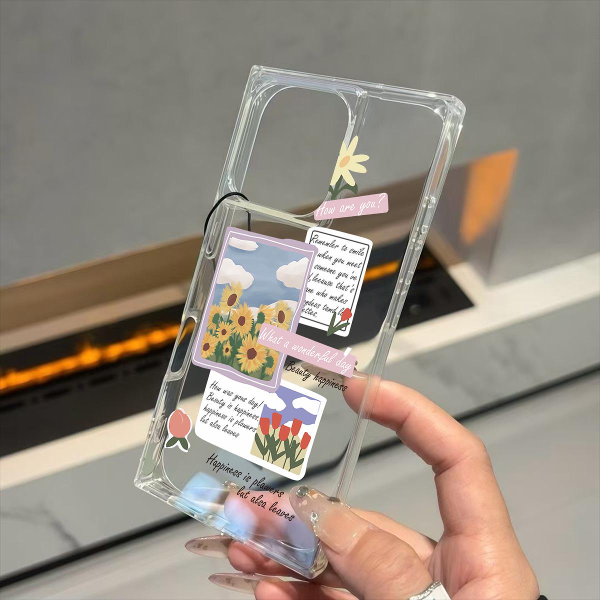 

Clear Square Back Tube Case Protection For iPhone 12 13 11 15 Plus 16 ProMax 14 Pro Max Anti-Oxygen,Sunflower Pattern Casing iphone 11 ProMax