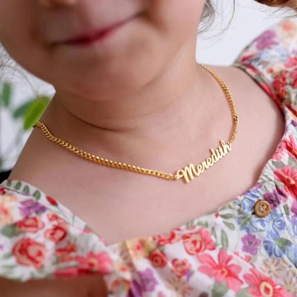 Collane Personalizzate per Bambini Ragazzo Ragazza Collana Girocollo con Targhetta in Acciaio Inossidabile Personalizzata Gioielli Fatti a Mano Regali per Bambini