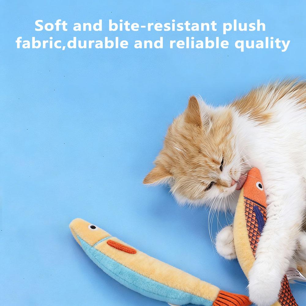 Interactive Catnip Fish Toy Cats, Soft Plush Cat Kicker Toy with Crinkle Sound, Durable Bite-Resistant Fish Chew Toy for Kitten Teeth Cleaning