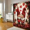Adorable Valentine'S Day Gnomes Shower Curtain - Waterproof, Mildew-Resistant With Romantic Hearts And Roses For Bathroom Decor