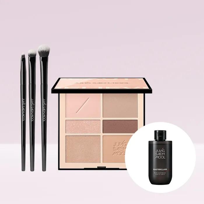 Jung Saem Mool Artist Eye Palette + Masterclass Eyeshadow Brush (S, M, L) + Masterclass Brush Liquid Cleanser [Gift] Eye Palette Nude #SoftNude