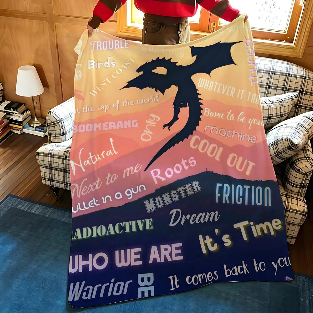 Music I-Imagine D-Dragons Throw Flannel Cozy Print Blanket, Portable, Durable Machine Washable cute Cool
