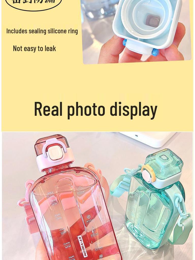 Muxin Women's Sports Water Bottle - Large Capacity, Crossbody, Direct Drinking, with Flat Scale, Perfect for Outdoor & Student Use