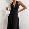 Deep V Neck Backless Maxi Dress Sleeveless A-Line Evening Gown Slim Fit Party Vacation Wedding Cocktail