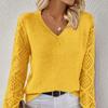 Maglioni casual da donna primaverili e autunnali, maglioni in maglia con scollo a V tinta unita, pullover in maglia