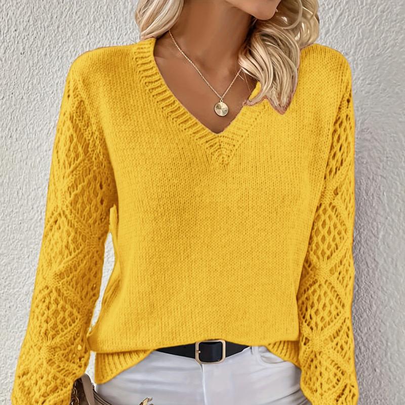 

Весна и осень женские повседневные свитера топы однотонные V-образный вырез трикотажный свитер пуловер трикотажный XL золотой