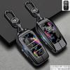 Handmade Cowhide Genuine Leather Key Case for TOYOTA Camry Hanlanda Car Key Protection Sleeve with Keychain - Protective Shell