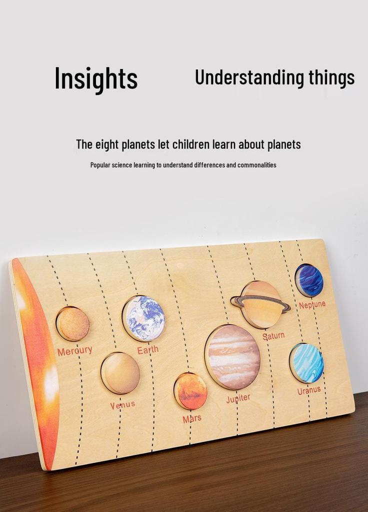 Wooden Solar System & Continents Cognitive Puzzle Toy