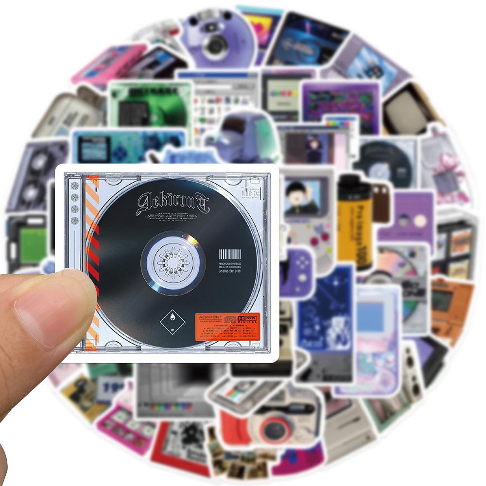 50 Cold Retro Equipment Card Disc Graffiti Stickers Decorative Suitcase Pen Guitar Notebook Waterproof Explosive