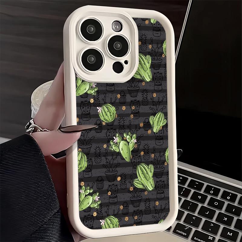 Phone Case for iPhone 17 Air 16E 15 16 Pro Max Cactus Pattern Cover 14 Plus 13 12 Mini Soft Shell Silicone Fundas