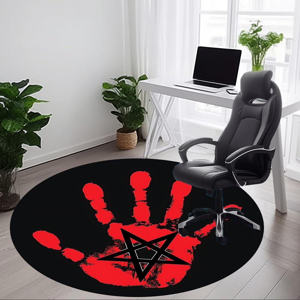 1pc Blood Handprint Office Round Area Rug, Under Office Chairs Bedroom Living Room Home Decor, Room Deco, Available in Various Sizes