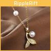 Elegant Titanium Steel Mermaid Pearl Necklace For Fashionable Women Unique Collarbone Accessory