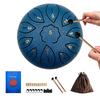 Kaniya Tongue Drum 6 Inch 11 Notes C Key Slit Drum with Music Book, Mallets, Rubber Supports and Carry Bag, for Meditation & Beginners, Navy