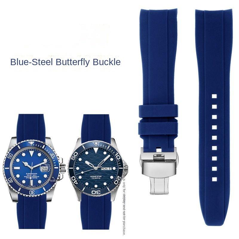 Pulseira de Borracha com Ponta Curva Para Rolex Water Ghost Seiko Mido helmsman Casio swordfish arco à prova d'água mergulho pulseira de relógio de silicone 22mm