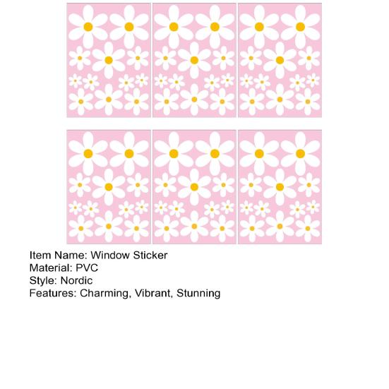 6 Blatt Blume Fenstersticker Niedliche Frühlings-Wildblumen PVC Aufkleber Statischer Floral Glassticker für Zuhause Büro Schulzimmer Dekoration