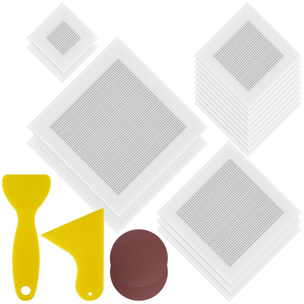 21/13Pcs Drywall Repair Kit 2/4/6/8'' Fiberglass Mesh Crack Patch with Scraper Self-adhesive Wall Repair Patch for Wall Ceiling