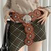Metal Hollow Out Belts Wide Metal Buckle Belts Casual Round Buckle Belts  Waist Accessories