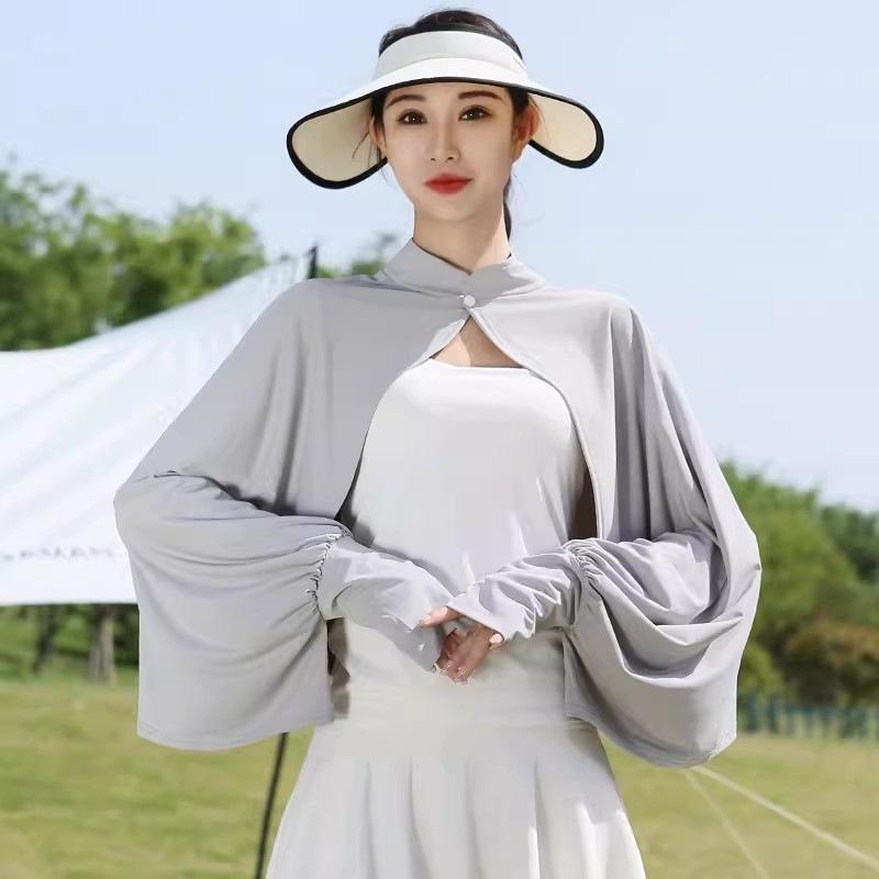 Women's Summer Sunshade Ice Silk Shawl Cape with Breathable Loose Sleeves