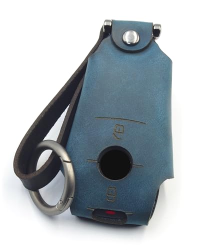 

[NONINA] Чехол для ключей из натуральной кожи, сделанный в Японии для Mercedes Benz A-Class B-Class E-Class G-Class Gelände CLA GLA GLB GLC GLE (2 кнопки, синие)