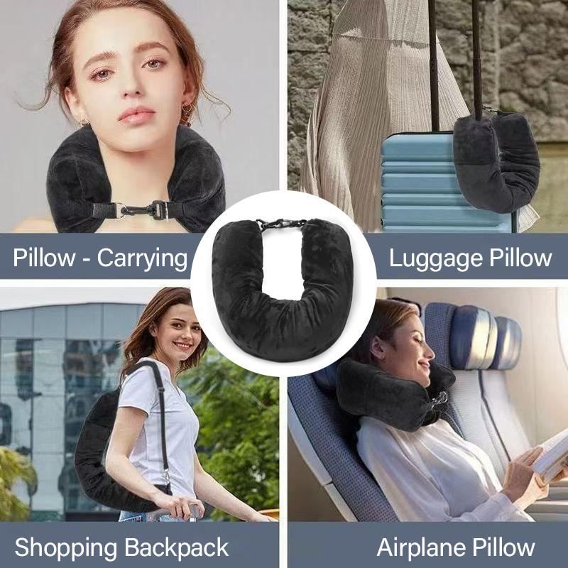Portable Fillable Neck Pillow Space-saving Neck Travel Cushion Travel Pillow Neck Support Flight Travel Accessories