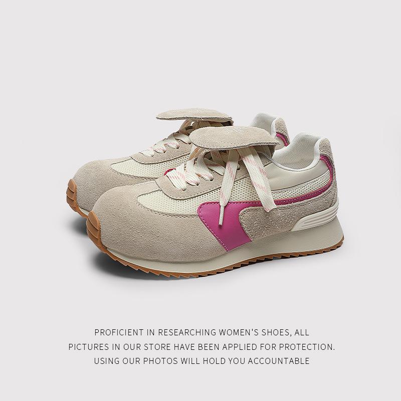 Niche Pink Agande Training Shoes For Women, Versatile HeightIncreasing Casual Vintage Sports Sneakers