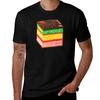 Italian Rainbow Cookie Pattern Blue Tshirt Minimalist Plain Crew Neck Tshirt