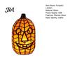Collectable Artistic Lamp Stained Glass Pumpkin Lamp, Halloween Fall Table with Warm Glow, Decorative Shelf Display USB Powered Resin Orange