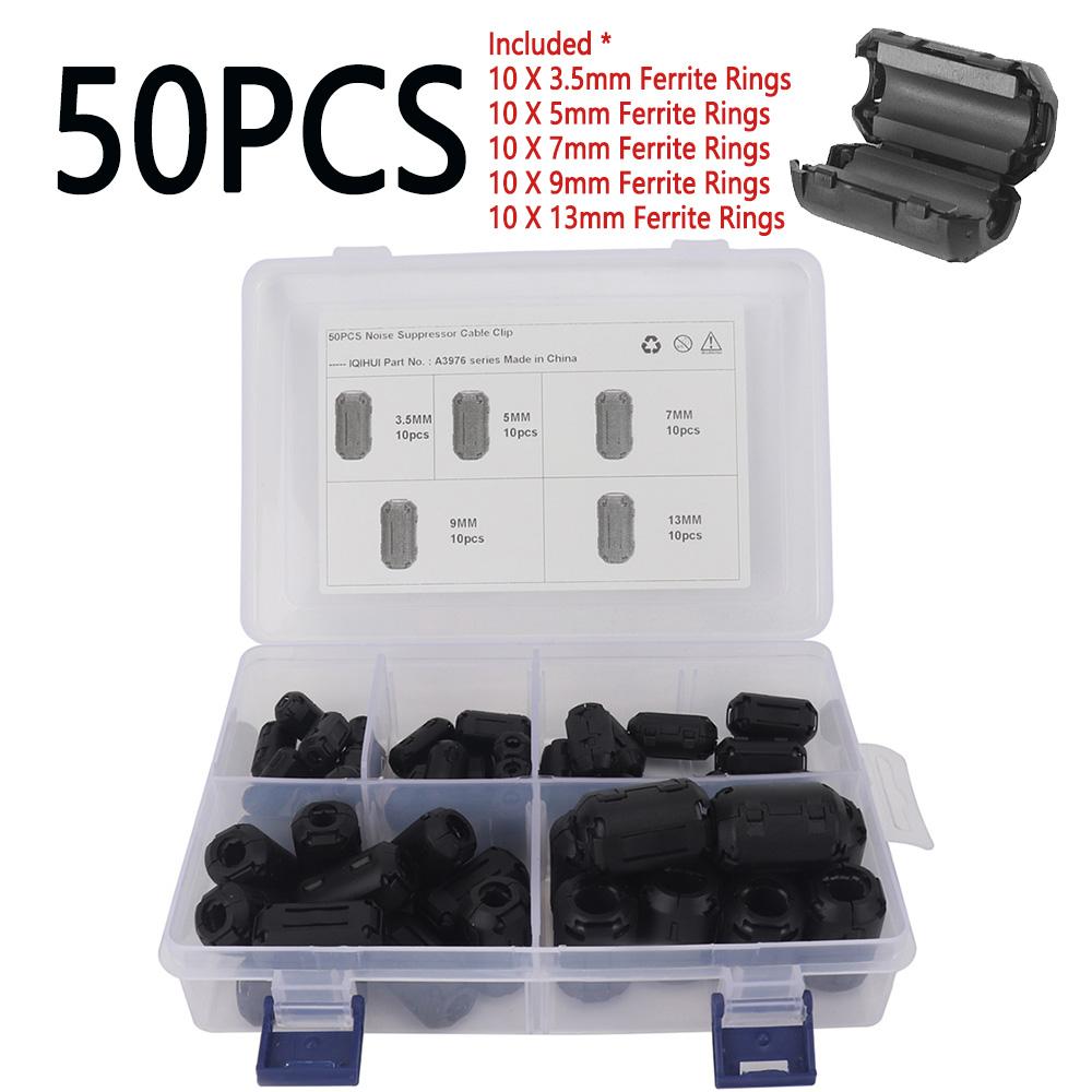 10-50 szt. 3,5/5/7/9/13 mm zaciskany pierścień ferrytowy rdzeń ferrytowy koralik zacisk dławik EMI RFI filtr szumów zacisk zatrzaskowy do kabla
