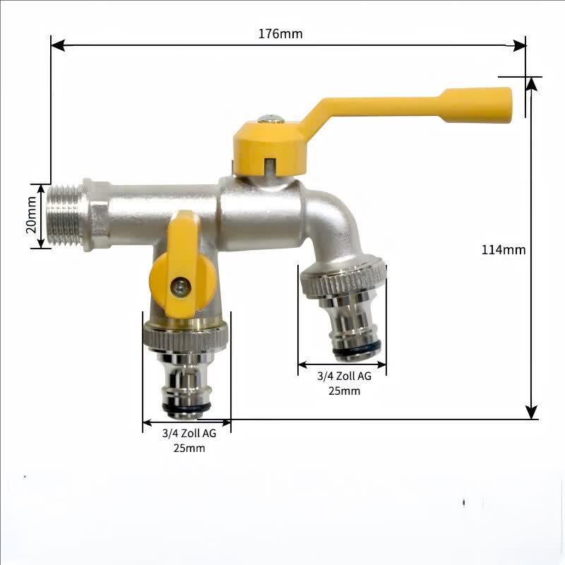 Dual Outlet Washing Machine Outdoor Faucet