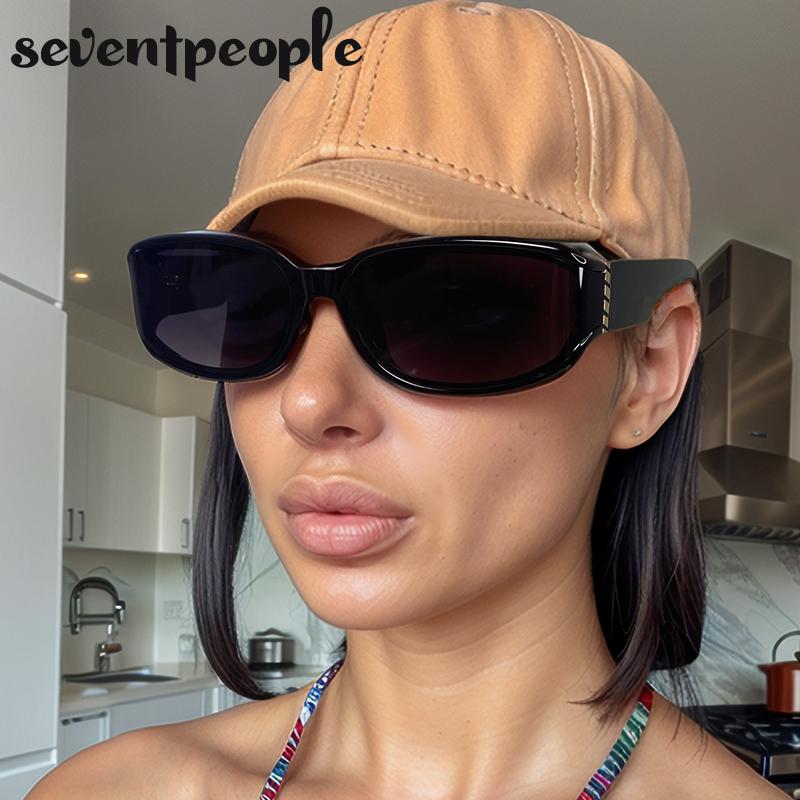 Curved Surface Rectangle Sunglasses Women  Luxury Brand Vintage Trendy Eyewear Shades For Ladies Stylish UV400 Protection