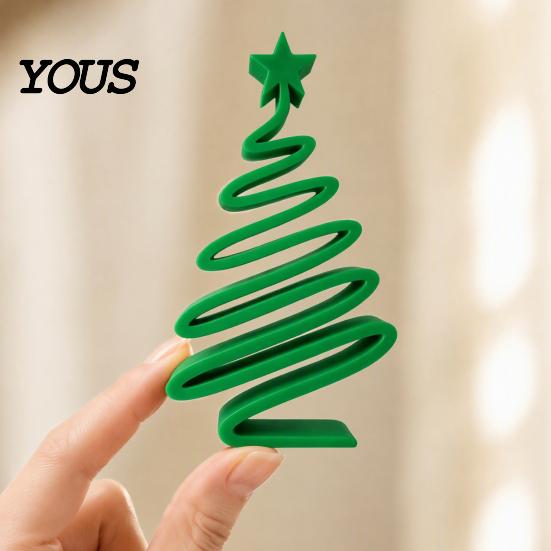 Decorative Table Decor 3D Printed Minimalist Christmas Tree Desktop Ornament, Modern Holiday Handcrafted Figurines Sign for Living Room Bedroom