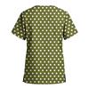 Women's Stretch Quick-Dry V-Neck Short Sleeve Workwear Top with Polka Dot Print & Pockets