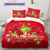 1 Stück Grinch-Muster Bettwäsche Steppdecke Set Bettbezug Kissenbezug Heimdekoration Geburtstagsgeschenk (1 Bettbezug + 2 Kissenbezüge, ohne Füllung)