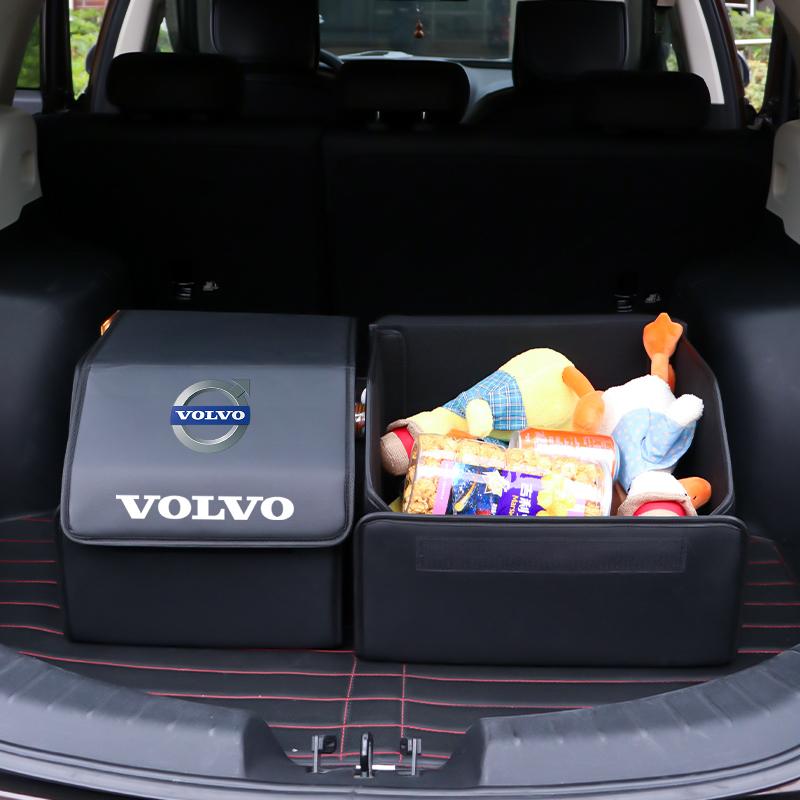 Car Folding Trunk Storage Box Leather Auto Organizers Bag For Volvo XC90 V90 V60 XC60 V40 S80 S60 S90 C40 XC40 V70 XC70 C30 C70