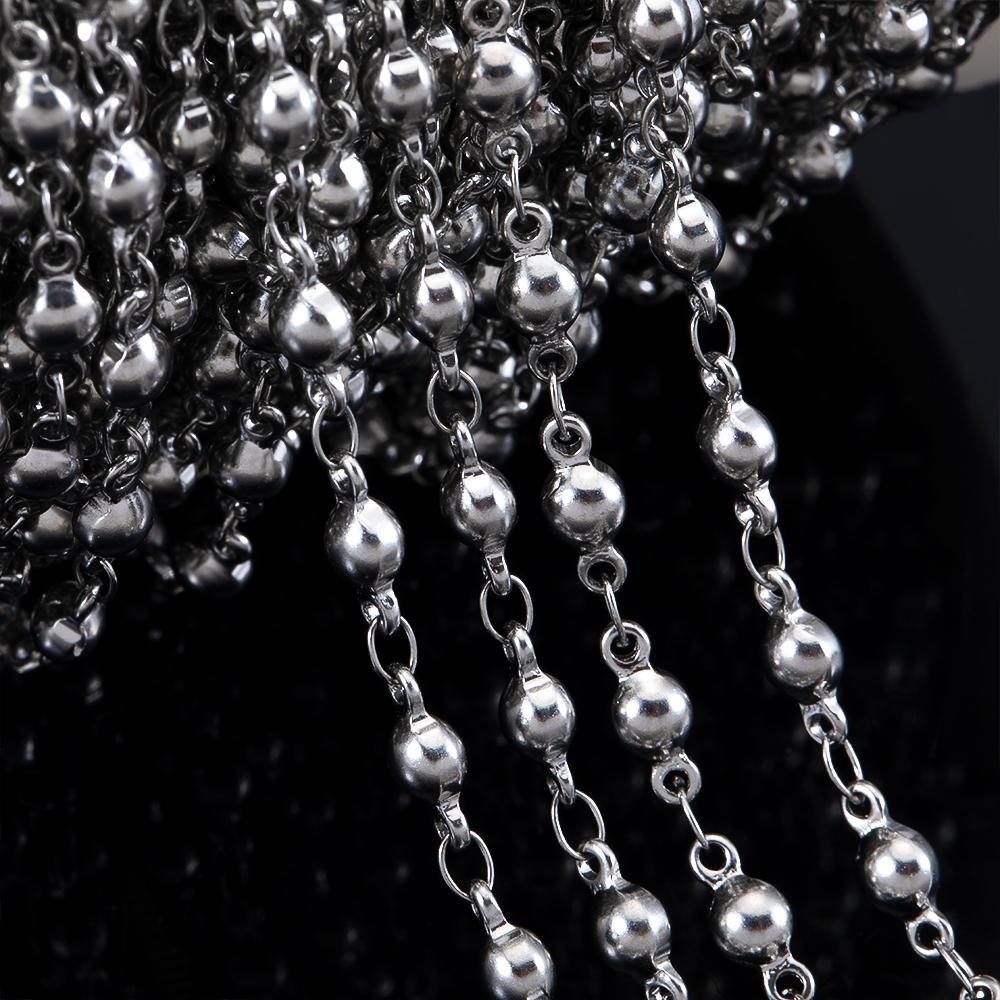 1Meter Fahsion Pod Design Necklace Chain Stainless Steel Metal Ball Link Chain for DIY Handmade Bracelet Material Jewelry Making
