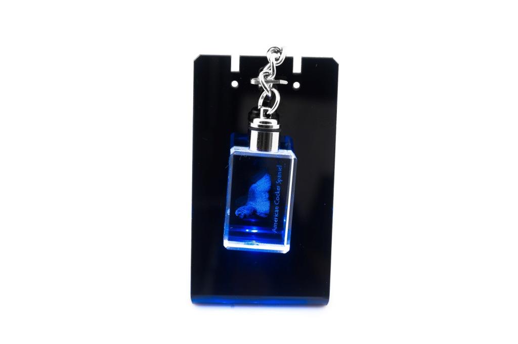 American Cocker Spaniel, Merry Cocker - Crystal key ring with dog photo, illuminated key ring, unique gift by Art-Dog brand