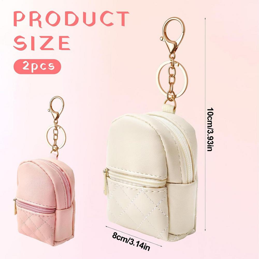 

Mini Backpack Keychain Pouch 2 Pieces PU Leather Key Pouch Bag Small Backpack Keychain Charm For Kids Women Girls Lipstick