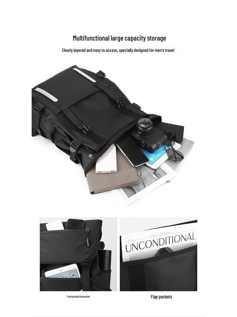 Men's Cross-Border Business Backpack - Large Capacity Travel and Outdoor Bag with Casual Printed Logo