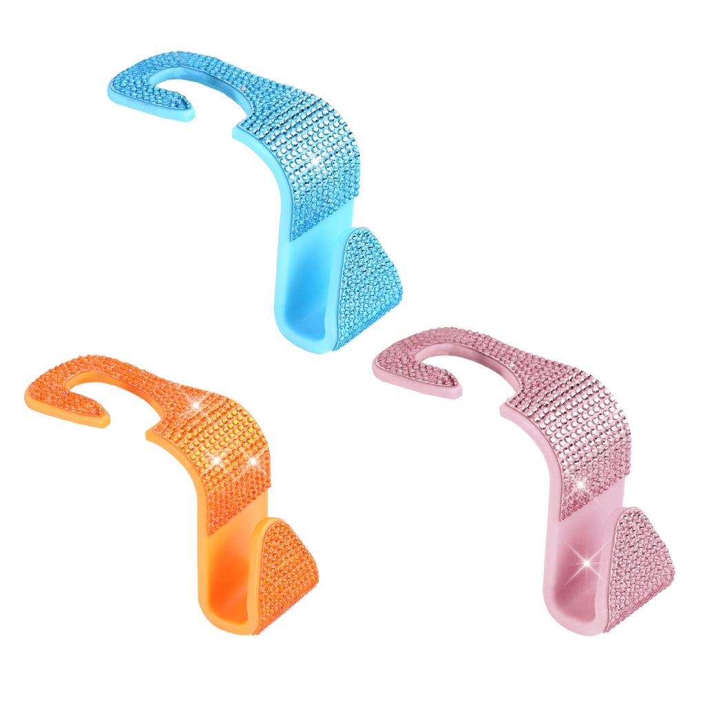 Hidden Car Headrest Hook with Diamond Decoration - Multifunctional Seat Back Organizer
