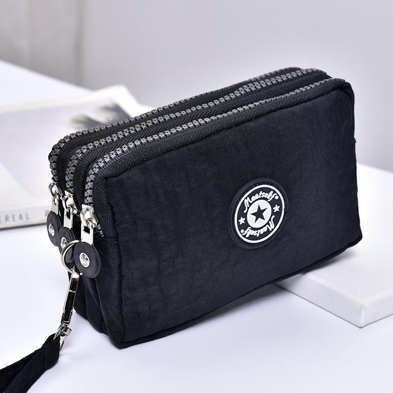 

Thickened Three-Layer Long Zipper Handbag, Women S Cute Cloth Bag, Wrist Phone Bag, Washable Portable Storage Bag